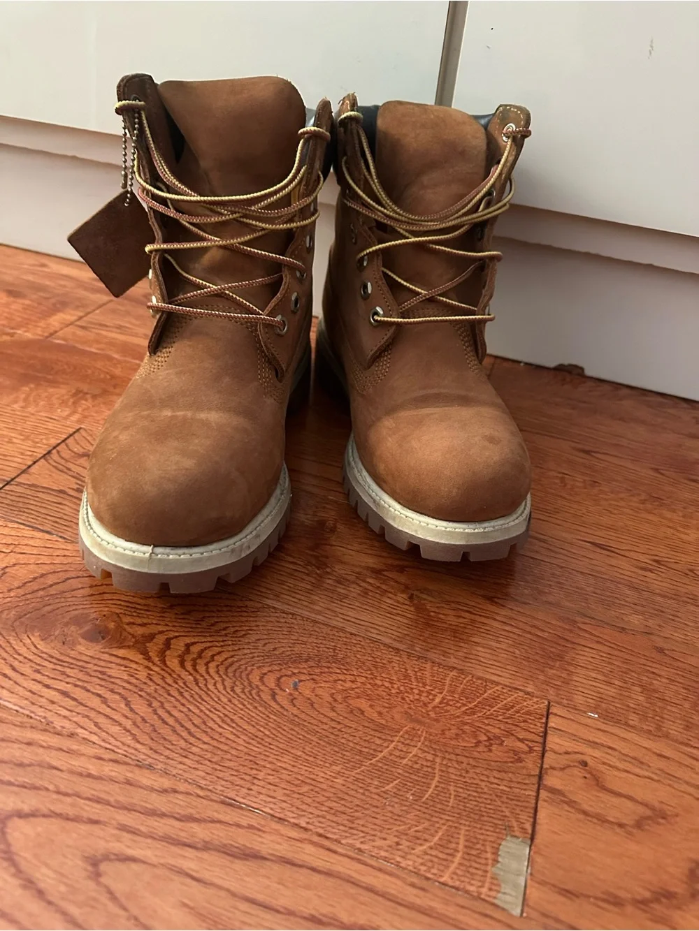 Timberland Men’s Brown Nubuck Lace-Up Work Boots with Black Collar